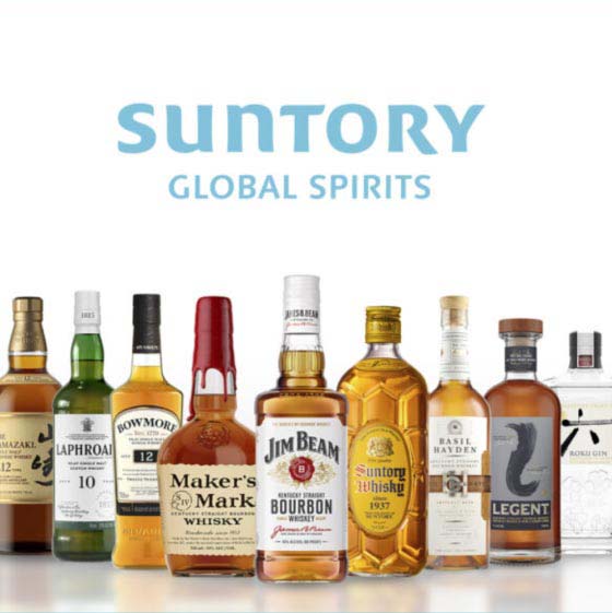 Suntory Global spirits with various alcoholic brand bottles