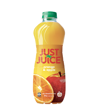 Bottle of Just Juice Orange & Apple