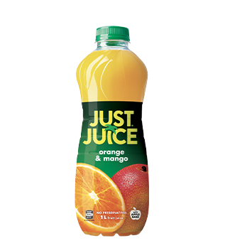 Bottle of Just Juice Orange & Mango