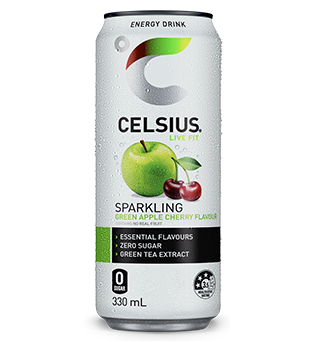 Can of Celsius Sparkling Green Apple Cherry