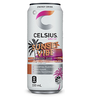 Can of Celsius Sparkling Sunset Vibe