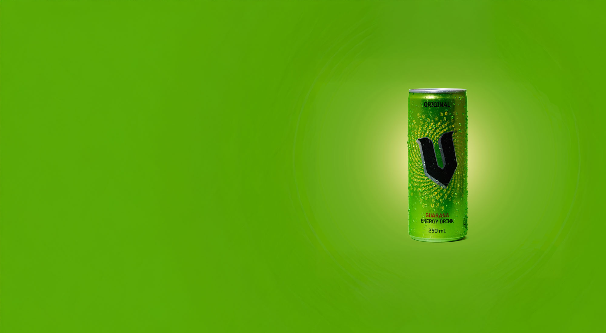 Can of V Energy on a lime green background